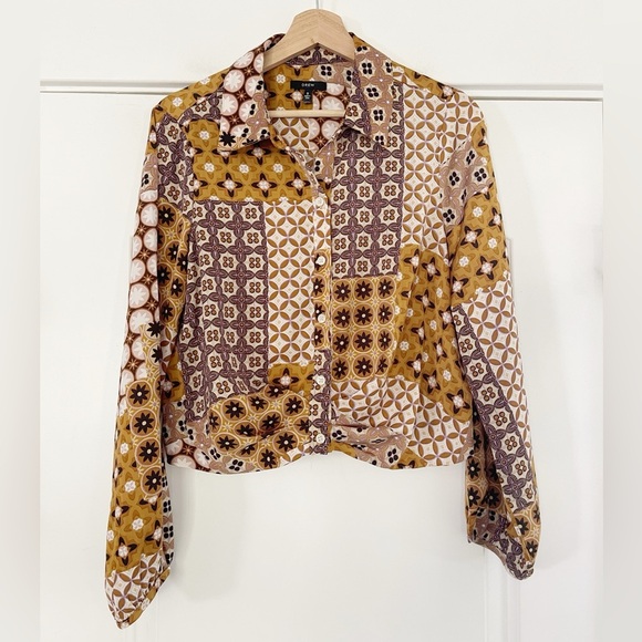 Anthro Drew Silky Pattern Top - S - Picture 1 of 5